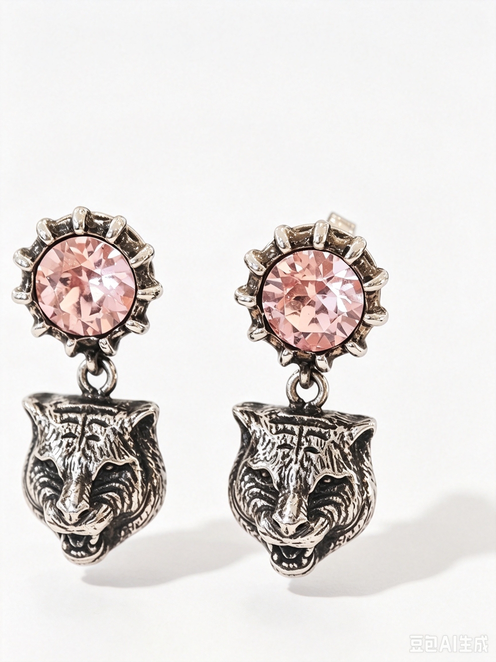 Gucci Crystal Feline Head Drop Earrings